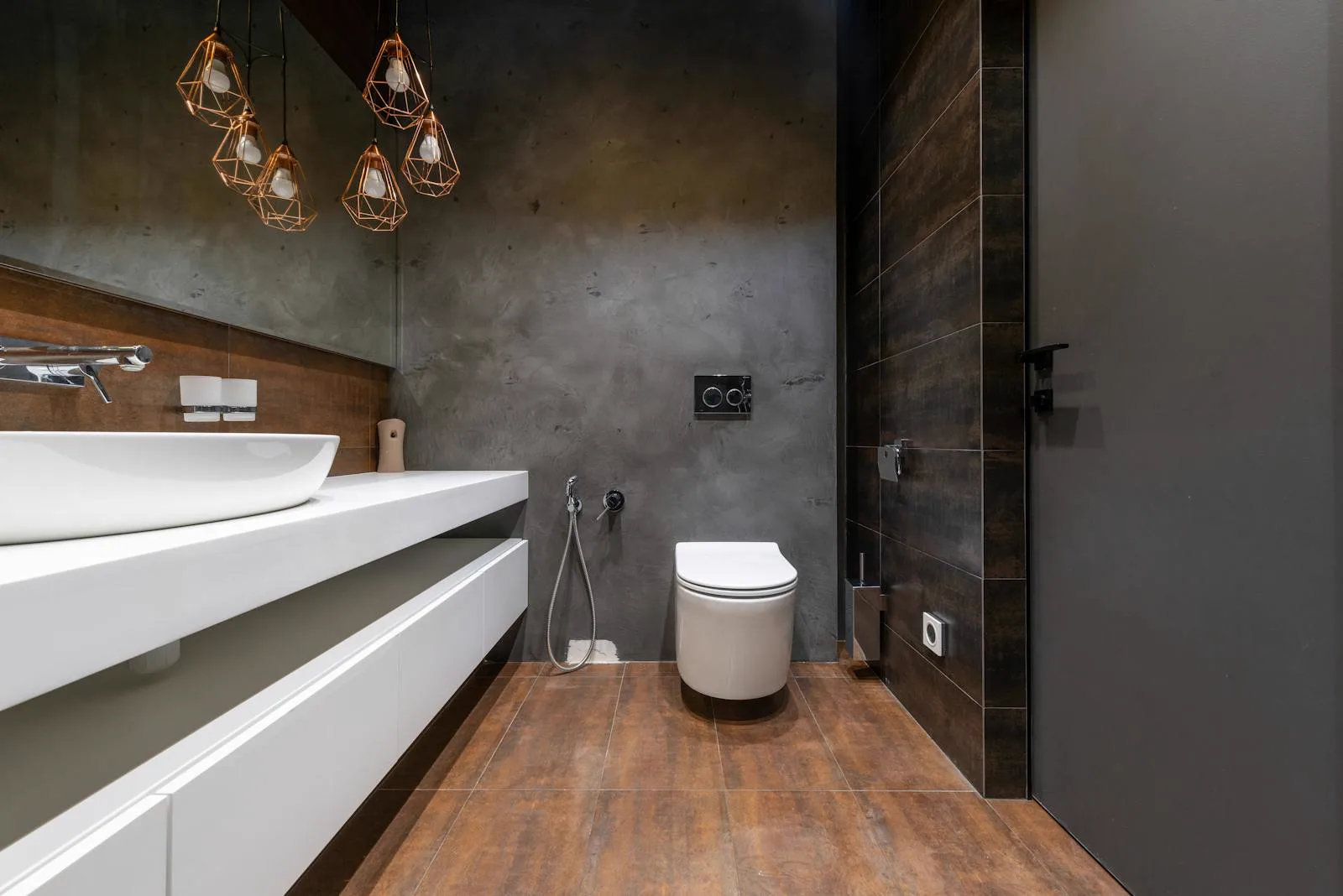 Microcement bathroom — seamless walls and floor